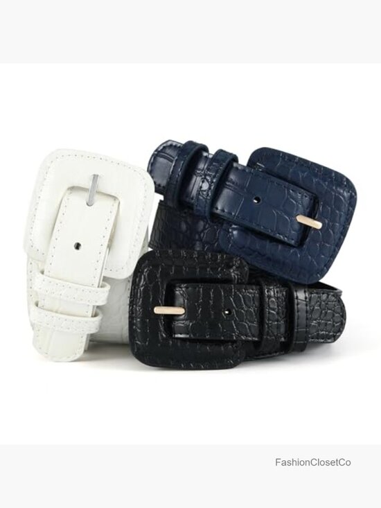 Faux Leather Waist Belt with Covered Buckle for Jeans Dresses